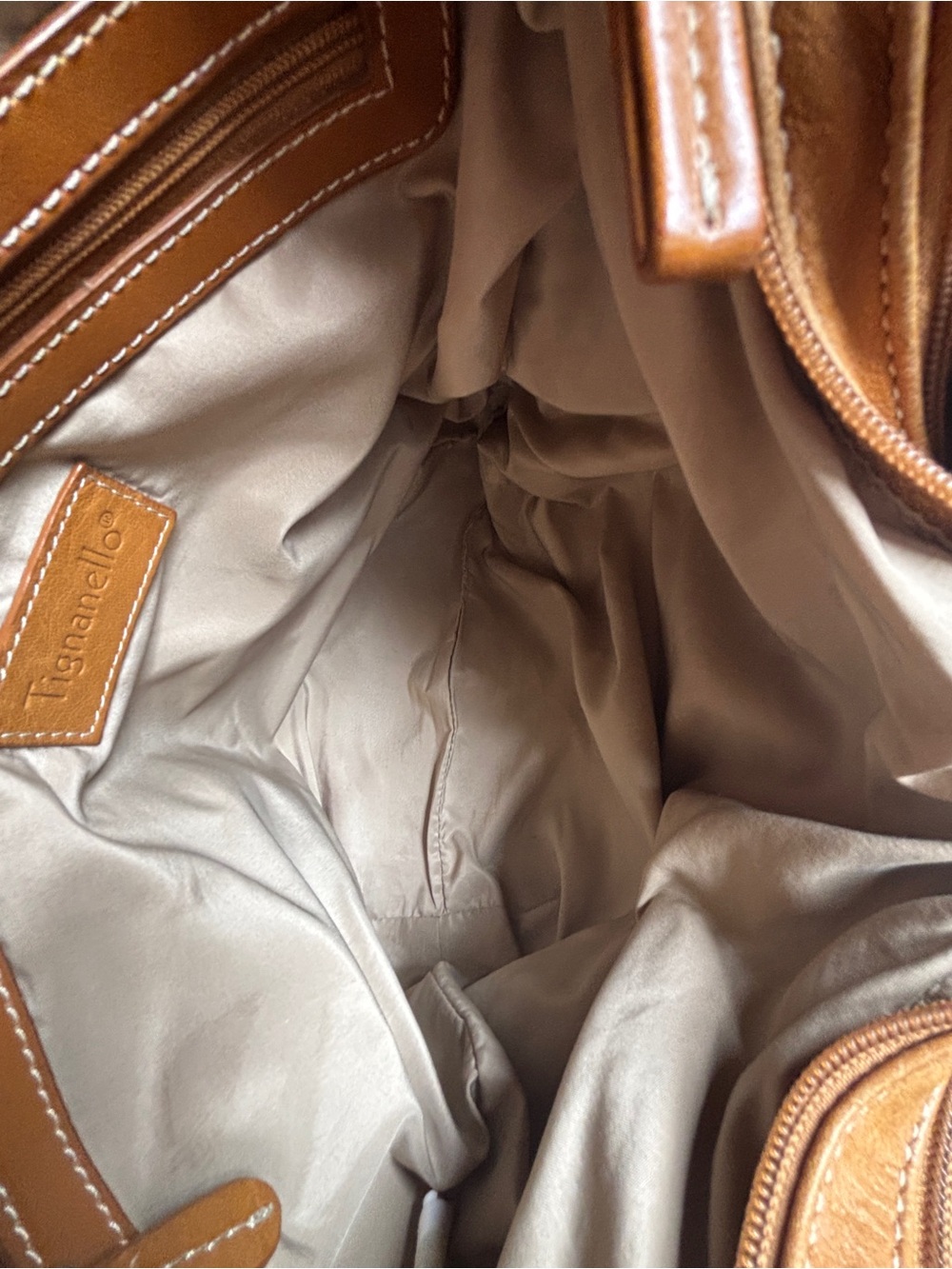 Tignanello Mustard Leather Dual Zip Crossbody Bag - Picture 5 of 10
